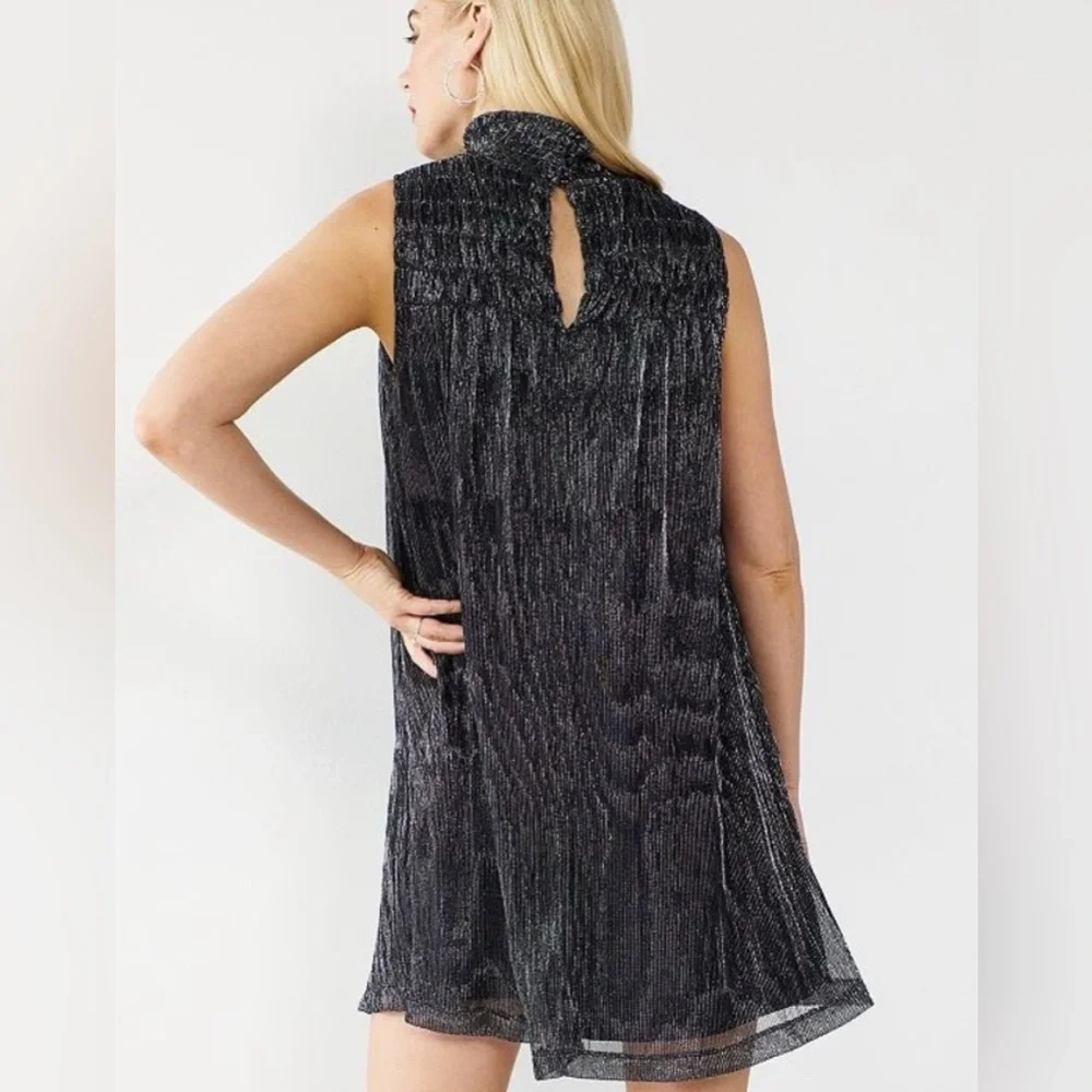 Nine West Black/Metallic Sleeveless Swing Dress XL - Picture 2 of 7